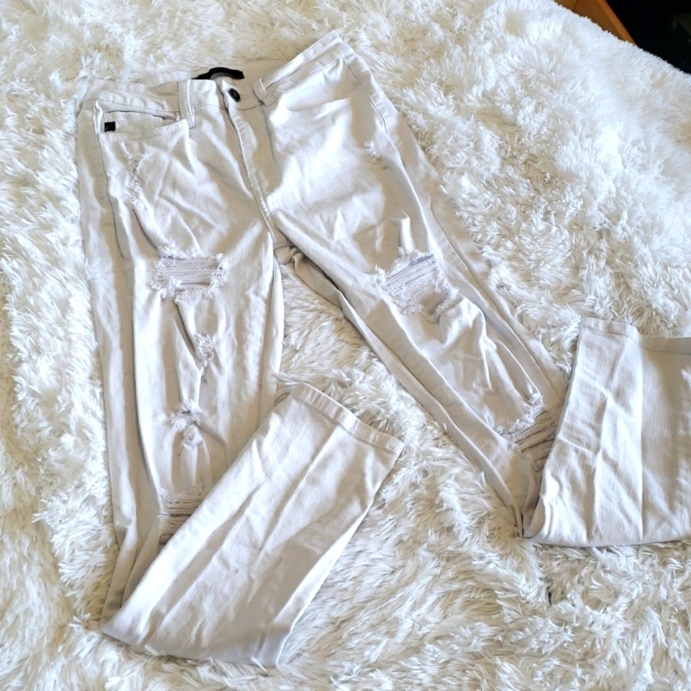 Kancan white jeans, distressed skinny size 27/7